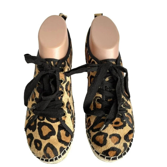 SAM EDELMAN Espadrille Platform Sneaker LEOPARD CALF HAIR Women’s Size 8.5 - Picture 1 of 9